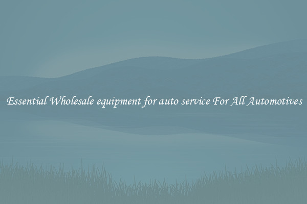 Essential Wholesale equipment for auto service For All Automotives