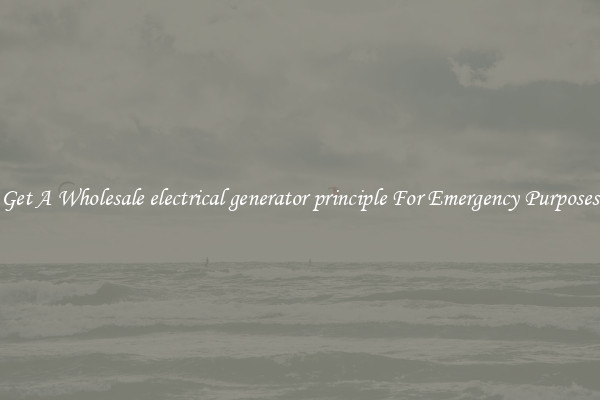 Get A Wholesale electrical generator principle For Emergency Purposes
