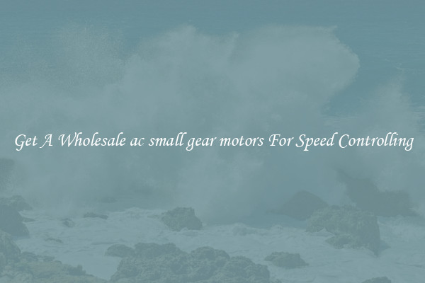 Get A Wholesale ac small gear motors For Speed Controlling